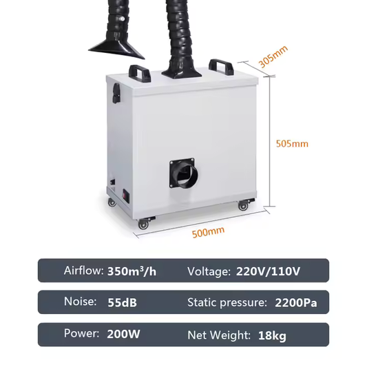 200W Fiber Laser Fume Extractor - 4-Stage Filter