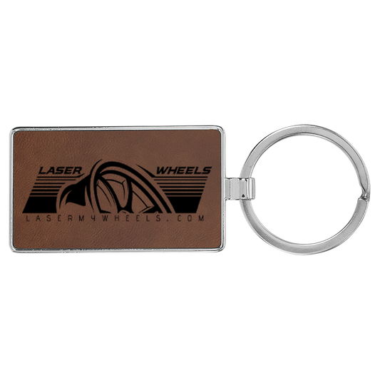 2-3/4" x 1-1/4" Laserable Leatherette/Metal Rectangle Keychain