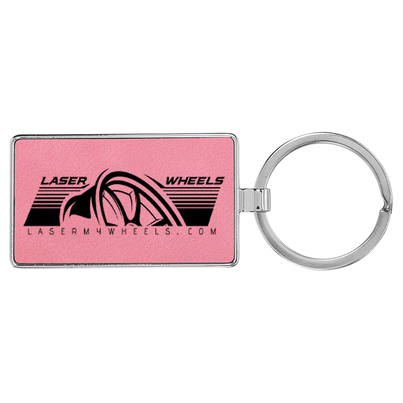 2-3/4" x 1-1/4" Laserable Leatherette/Metal Rectangle Keychain